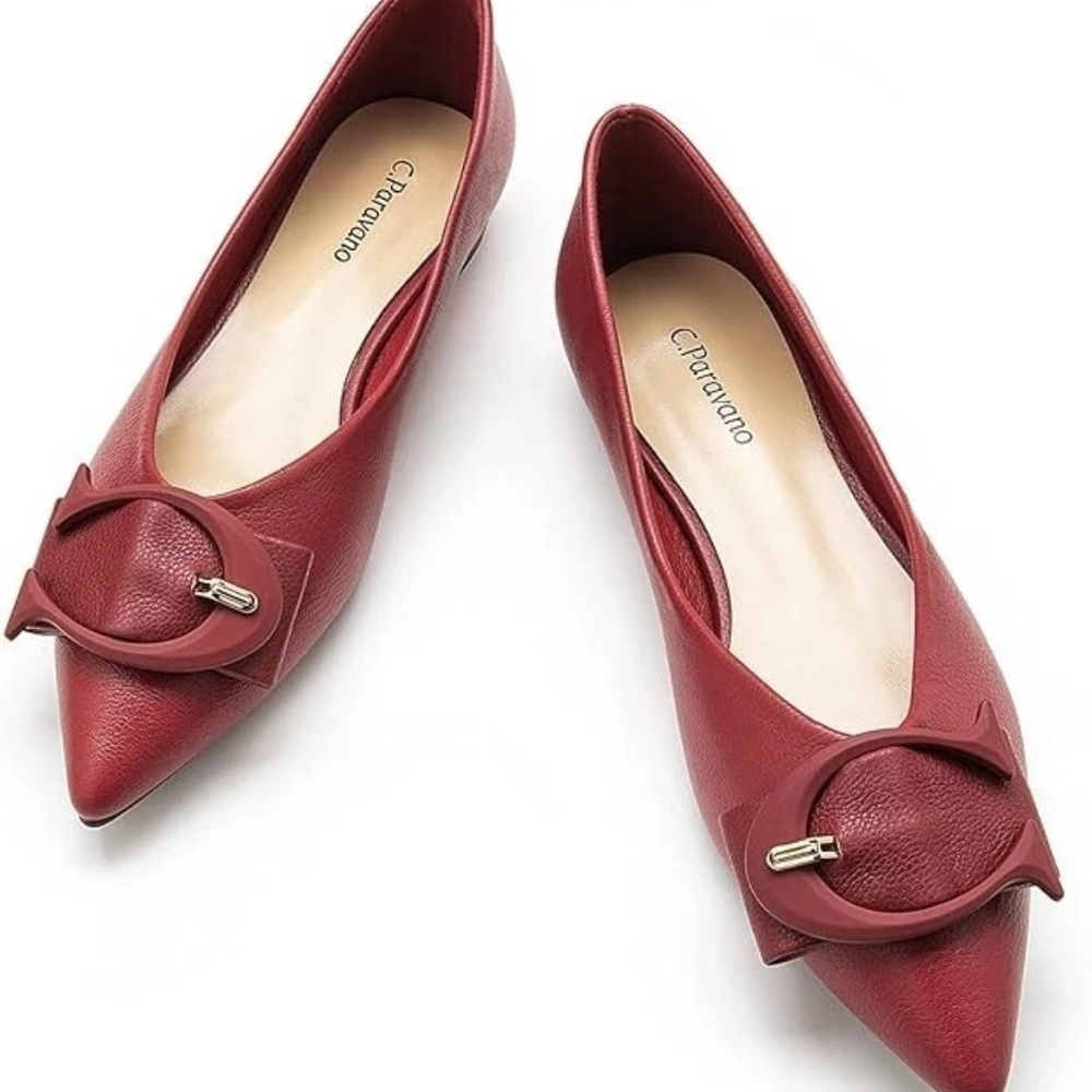 Caparros Red Flats with Decorative Buckle